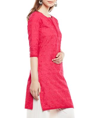 pink cotton straight solid kurta - 15307347 - Standard Image - 2