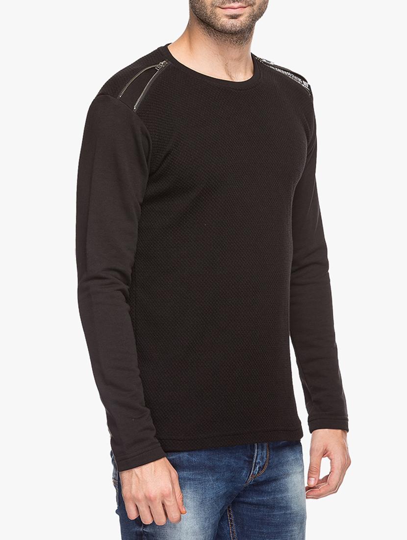 black cotton sweatshirt - 15308224 - Zoom Image - 2