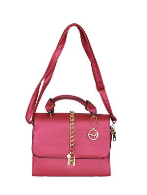 pink leatherette (pu) structured handbag - 15310959 - Standard Image - 5