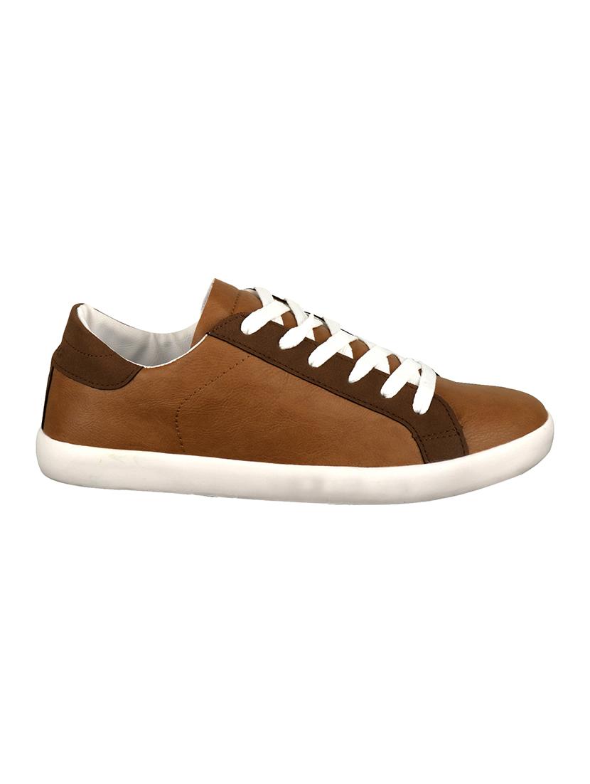 tan leatherette lace up sneaker - 15311999 - Zoom Image - 2