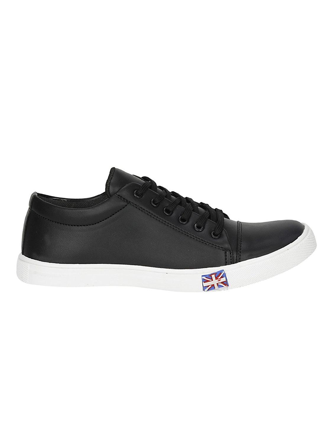 black leatherette lace up sneaker - 15312461 - Zoom Image - 2