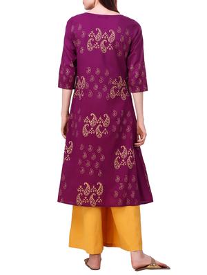 a-line hand block kurta - 15312602 - Standard Image - 2