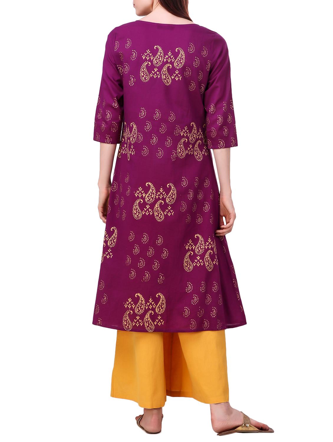 a-line hand block kurta - 15312602 - Zoom Image - 2