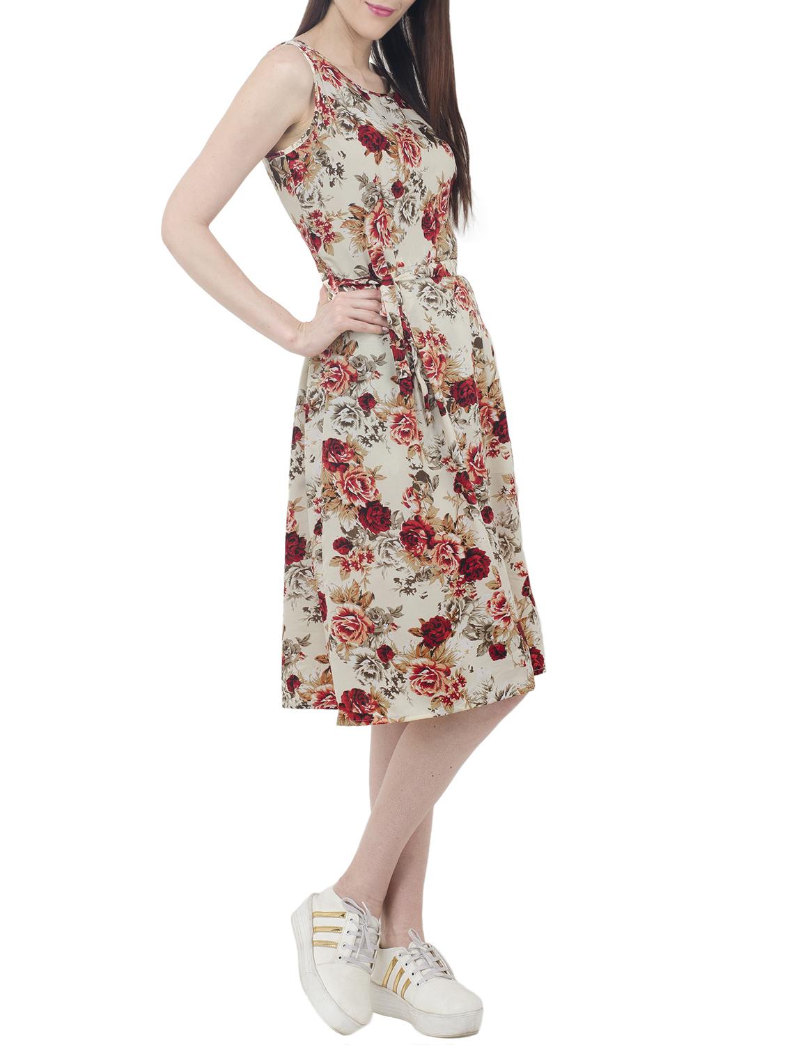 a-line floral belted dress - 15313897 - Zoom Image - 2