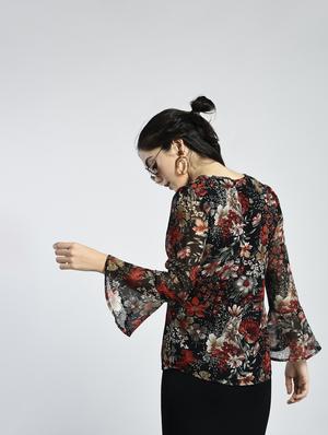 bell sleeved floral top - 15314050 - Standard Image - 2