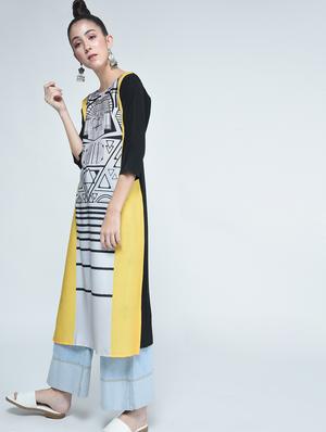 geometrical straight kurta - 15314401 - Standard Image - 2
