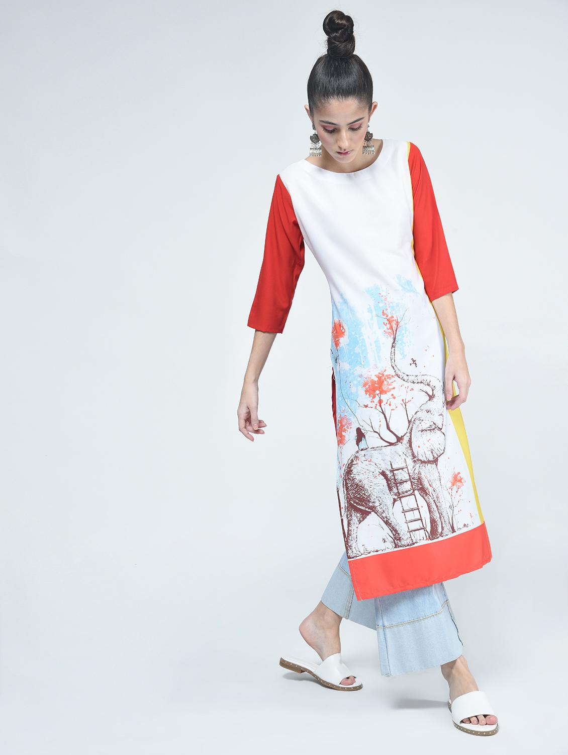 digital print multicolour kurta - 15314402 - Zoom Image - 2