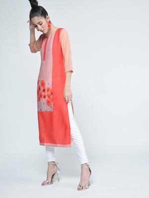 floral pink kurta - 15314403 - Standard Image - 2
