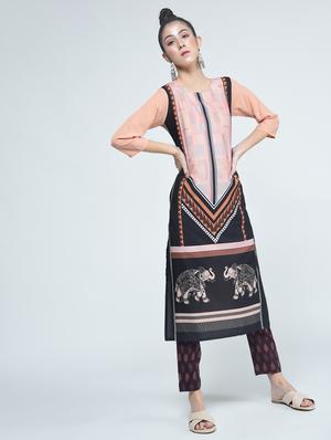 digital printed straight kurta - 15314410 - Standard Image - 2