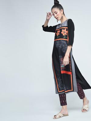 digital floral printed straight kurta - 15314414 - Standard Image - 2