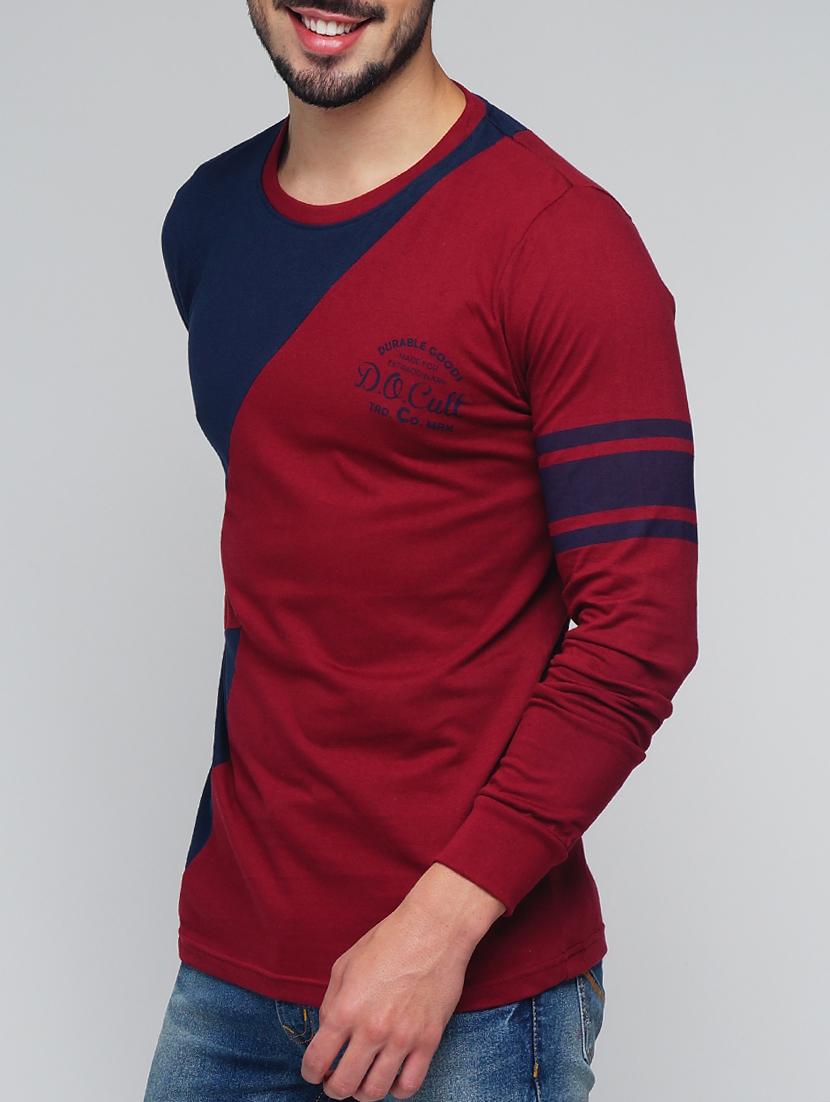 maroon cotton cut & sew t-shirt - 15314496 - Zoom Image - 2