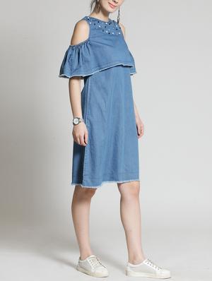 raw edge pearl embellished dress - 15315482 - Standard Image - 2
