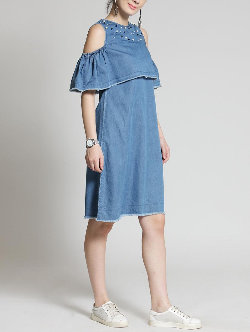 raw edge pearl embellished dress - 15315482 - Zoom Image - 2