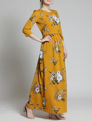 floral tie knot belt maxi dress - 15315483 - Standard Image - 2