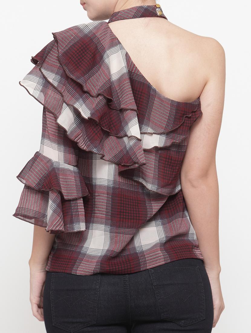 single shoulder ruffled top - 15315554 - Zoom Image - 2