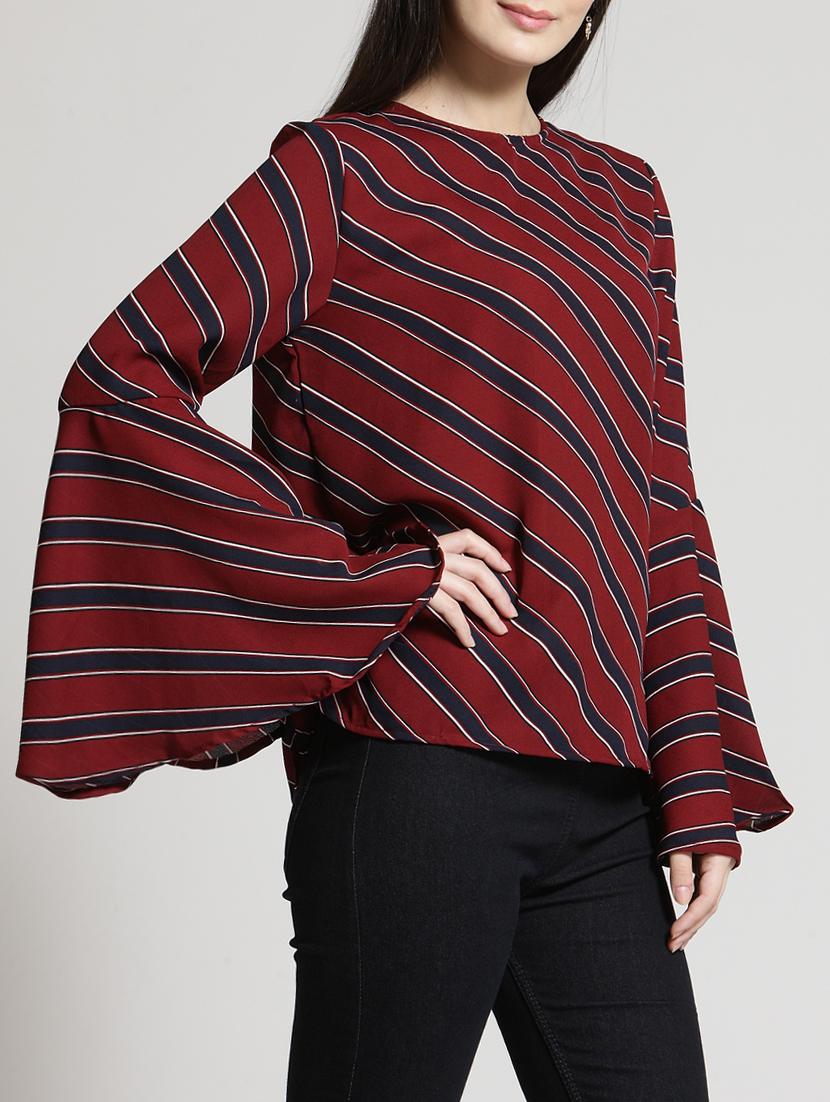 bell sleeved striped top - 15315565 - Zoom Image - 2
