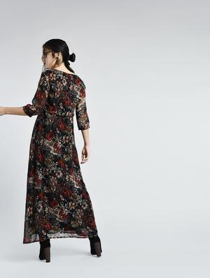 floral boat neck maxi dress - 15316350 - Standard Image - 2