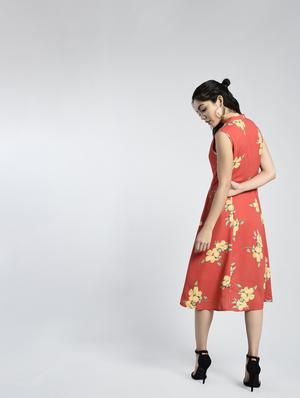 floral contrast button detail dress - 15316362 - Standard Image - 2