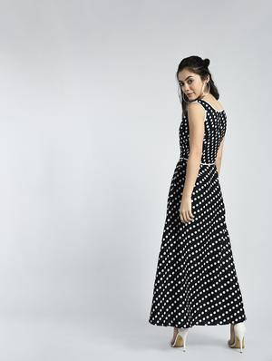 Polka dot belted maxi dress - 15316368 - Standard Image - 2
