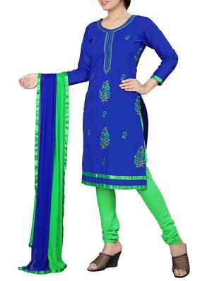 embroidered semi-stitched suit - 15317117 - Standard Image - 2