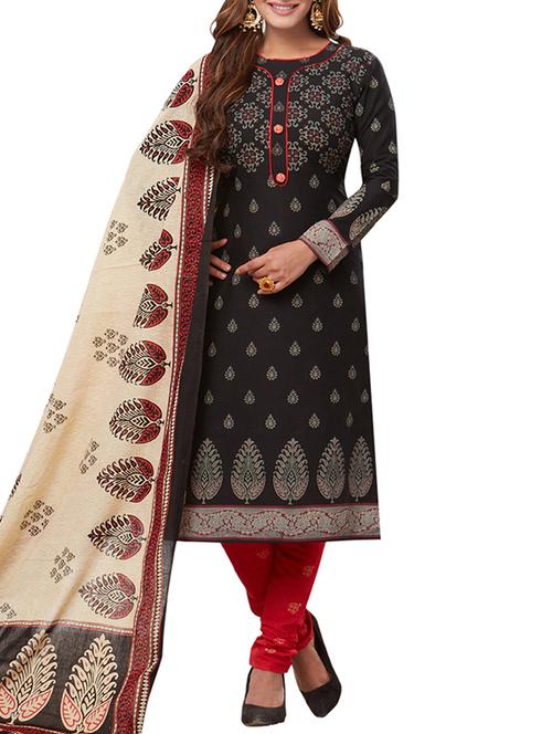 printed cotton unstitched churidaar suit - 15318088 - Very Small Image - 1