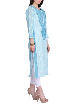 straight chikankari kurta - 15318317 - Standard Image - 2