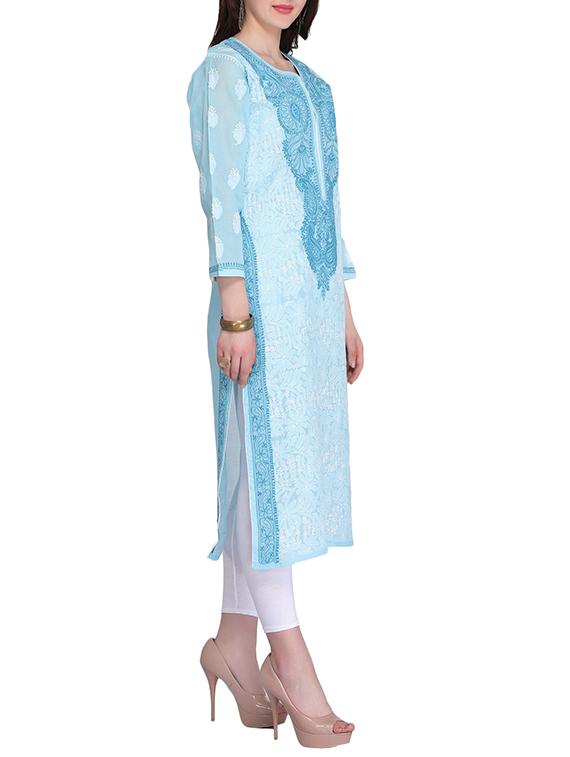 straight chikankari kurta - 15318317 - Zoom Image - 2