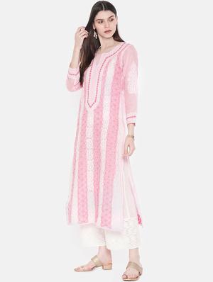 straight chikankari kurta - 15318322 - Standard Image - 2
