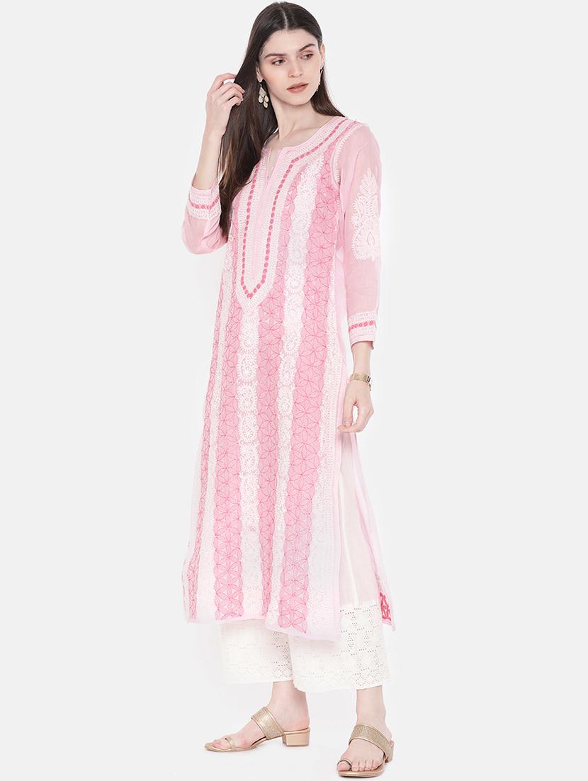 straight chikankari kurta - 15318322 - Zoom Image - 2