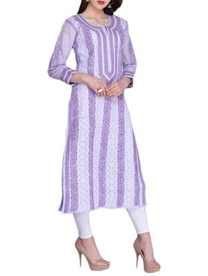 straight chikankari kurta - 15318324 - Standard Image - 2