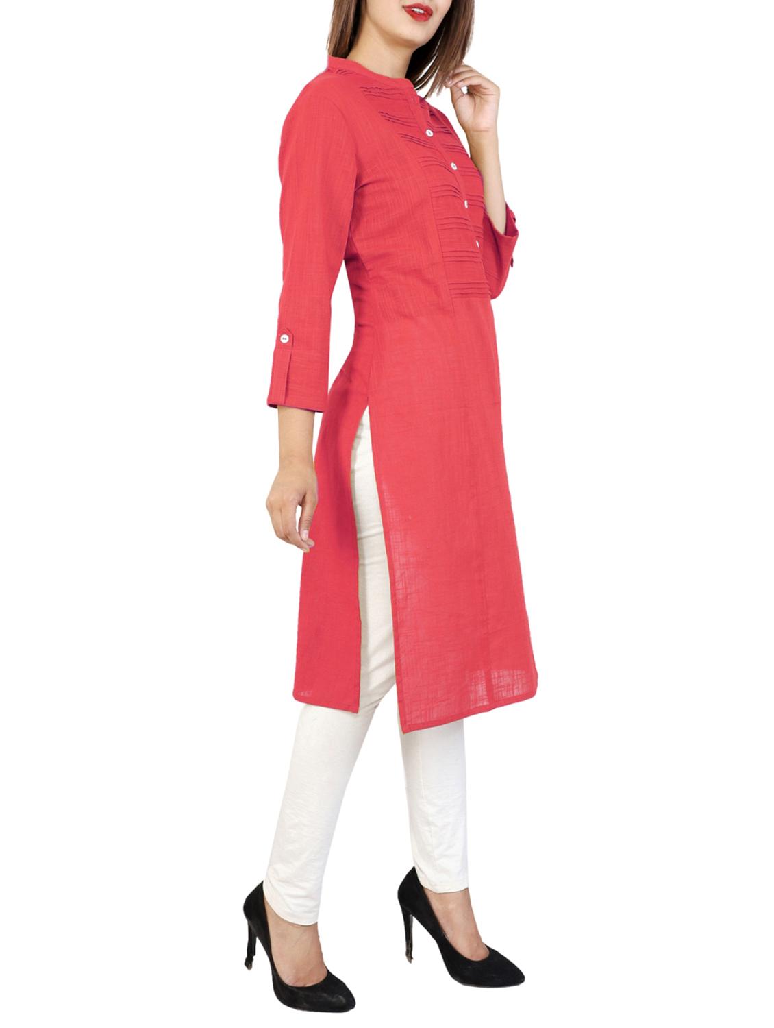 pink straight kurta - 15318781 - Zoom Image - 2