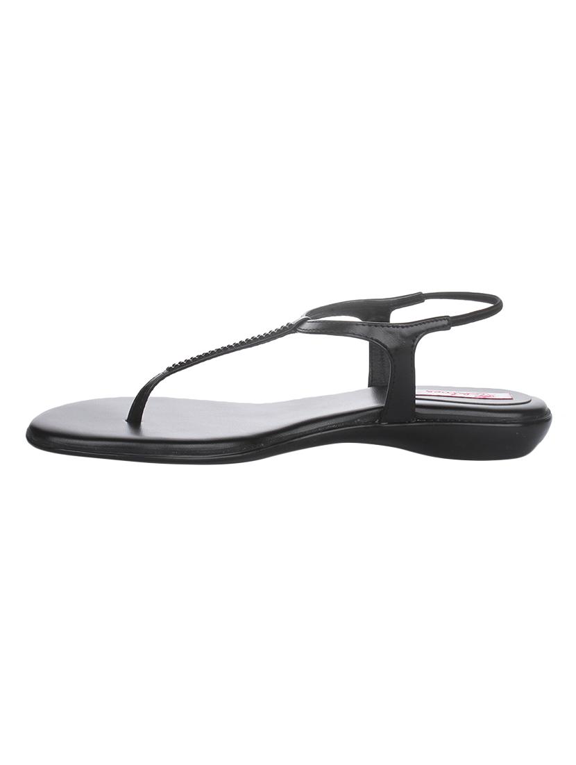 black t- strap faux leather sandal - 15318866 - Zoom Image - 2