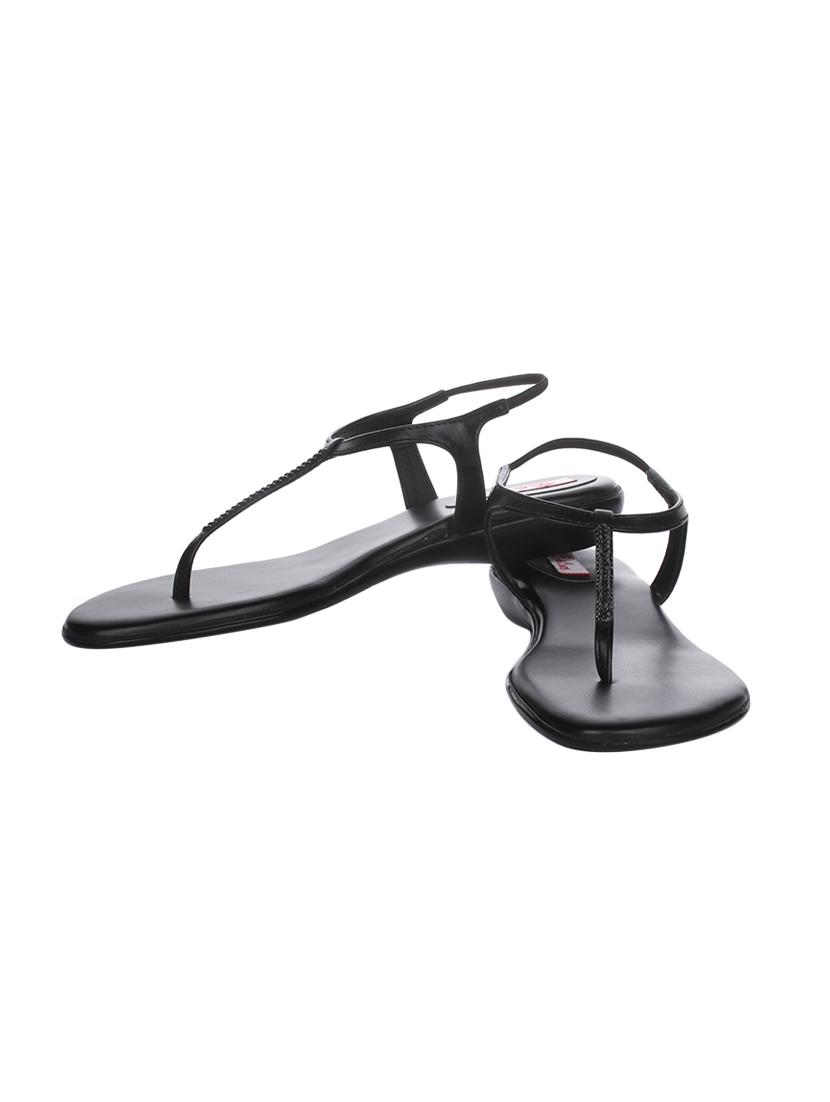 black t- strap faux leather sandal - 15318866 - Zoom Image - 5