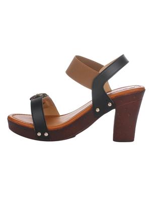 black faux leather back strap sandals - 15318880 - Standard Image - 2