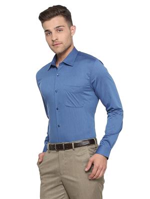 blue cotton formal shirt - 15320049 - Standard Image - 2