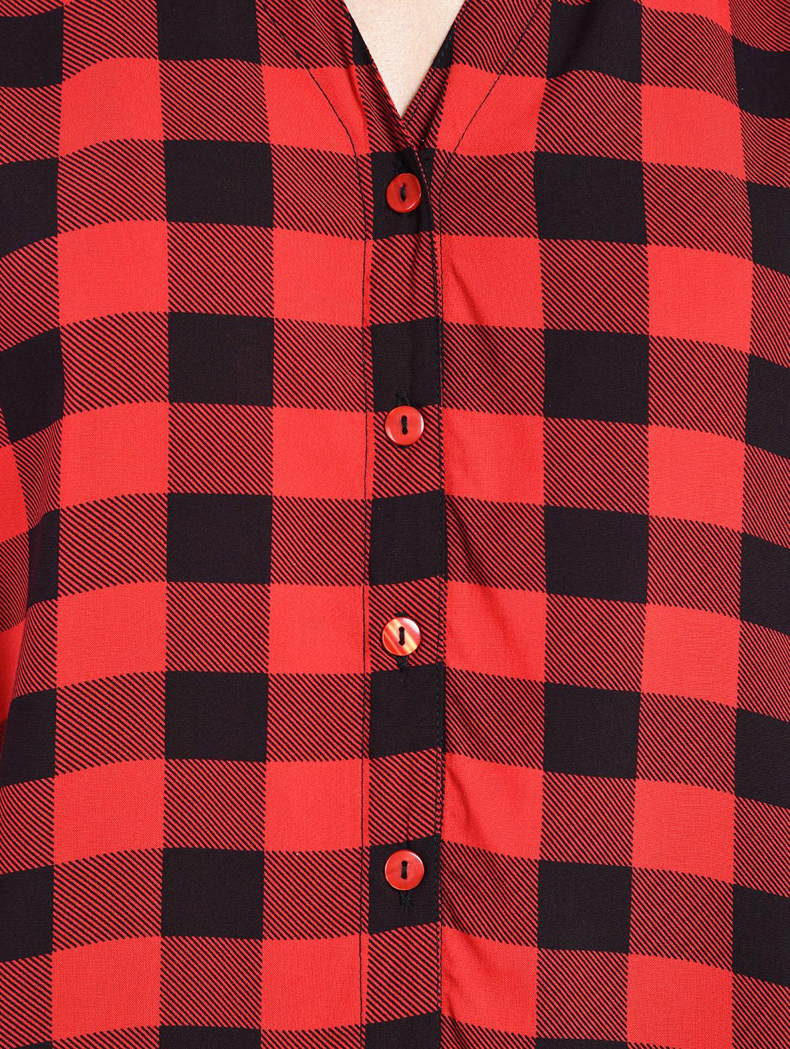 checkered choker neck top - 15320386 - Zoom Image - 5