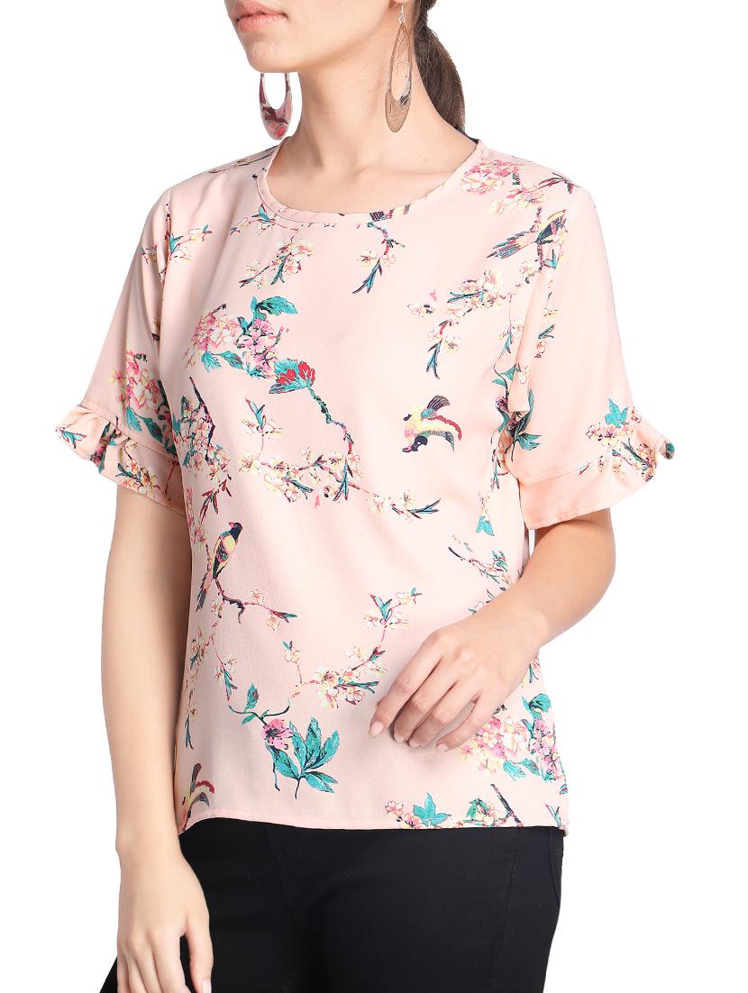 floral ruffle sleeved top - 15321243 - Zoom Image - 2