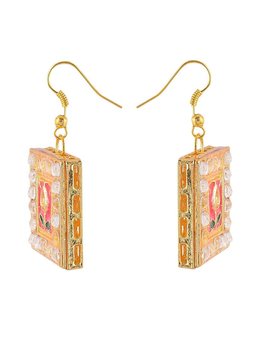 pink gold tone drop earrings - 15322086 - Zoom Image - 2