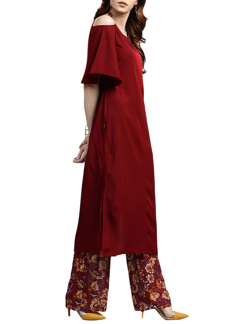 straight cold sleeve kurta - 15322286 - Zoom Image - 2