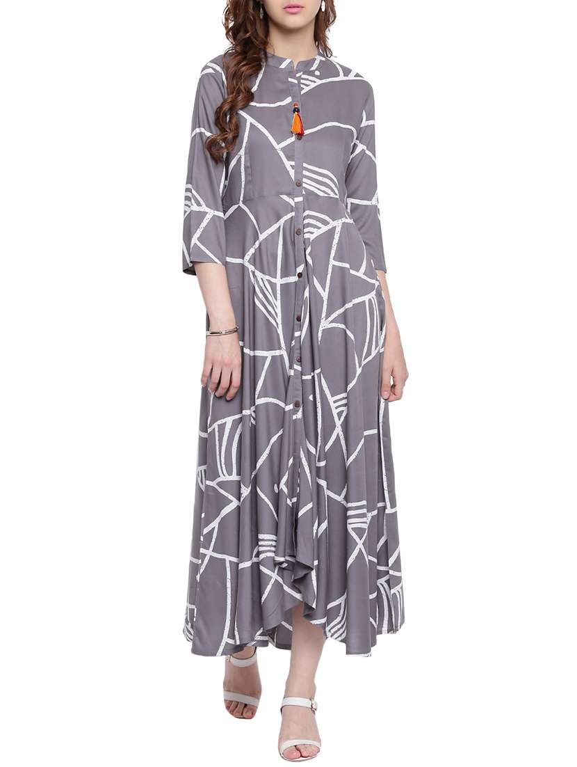 flared abstract print kurta