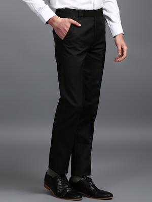 black 100% viscose flat front trousers formal - 15323313 - Standard Image - 2