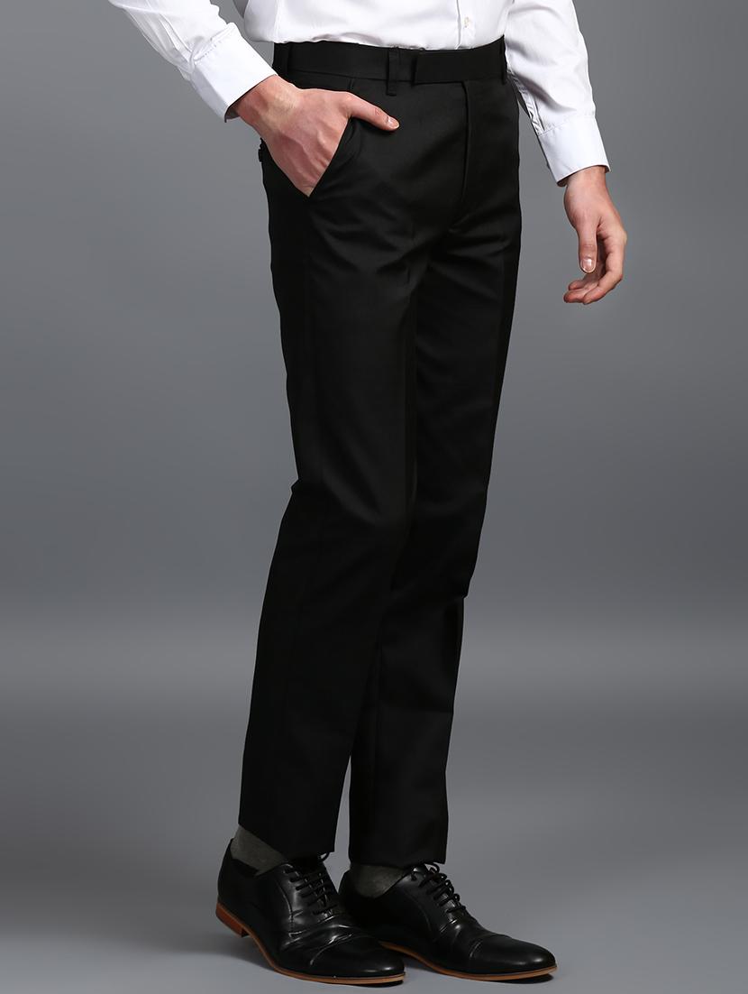 black 100% viscose flat front trousers formal - 15323313 - Zoom Image - 2