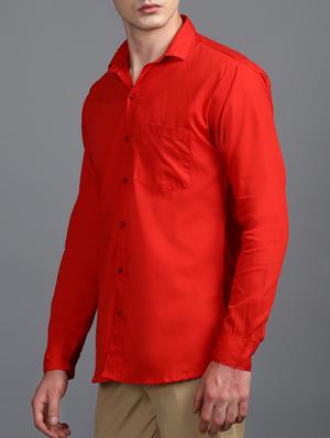 red cotton casual shirt - 15323338 - Standard Image - 2