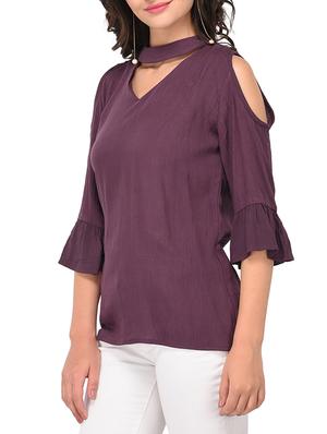 choker neck cold-shoulder top - 15323414 - Standard Image - 2