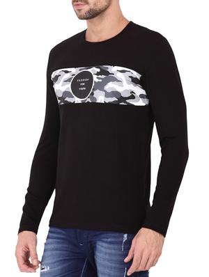 black cotton chest print tshirt - 15323470 - Standard Image - 2