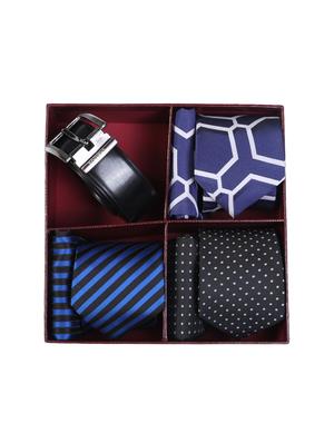 blue tie with belt and pocket square - 15326427 - Standard Image - 8