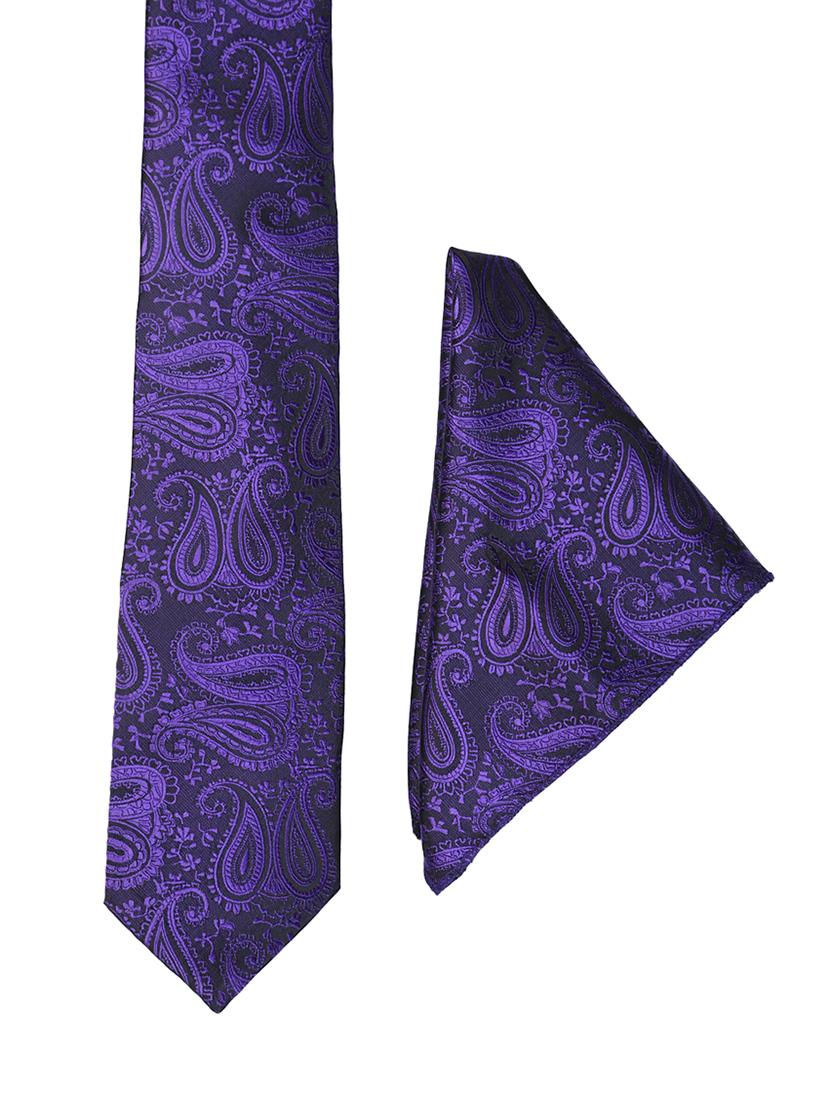 multi colored micro fiber tie with belt and pocketsquare - 15326431 - Zoom Image - 2