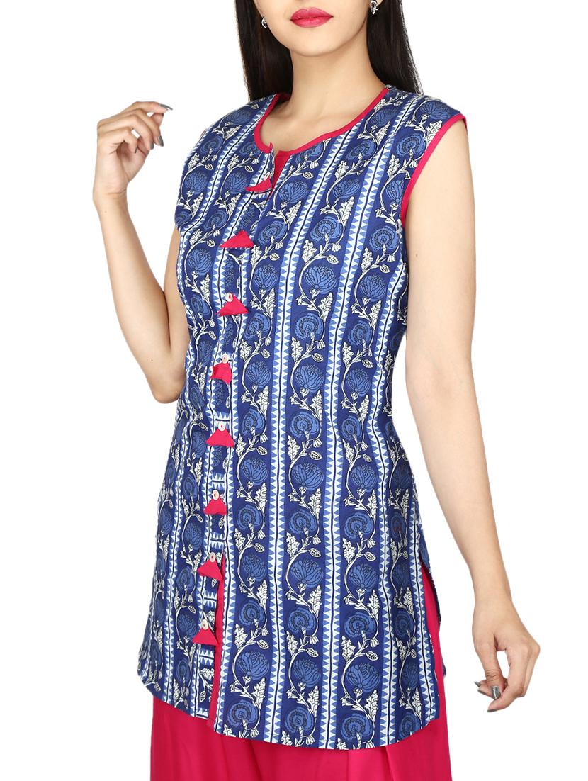 floral printed straight kurti - 15327111 - Zoom Image - 2