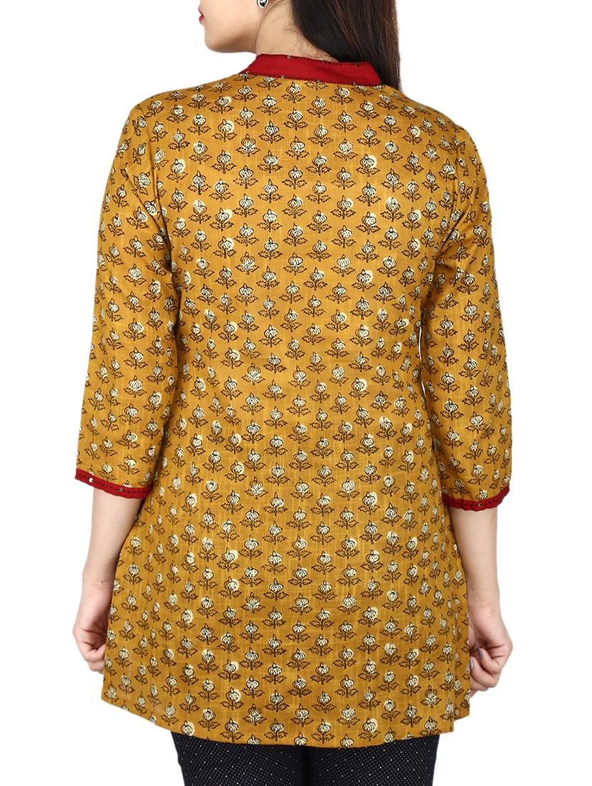 Cotton Slub Printed Straight Kurti - 15327201 - Zoom Image - 2