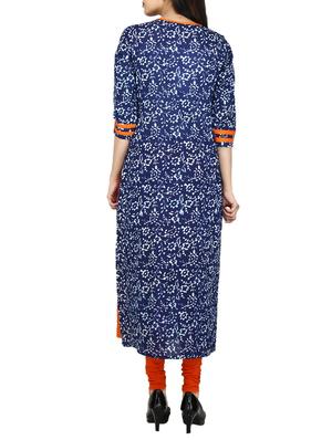 batik indigo a-line kurta - 15327220 - Standard Image - 2